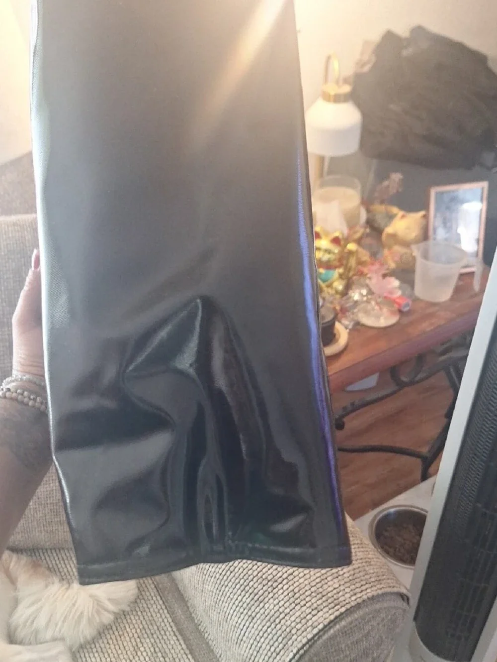 Tory Burch Black Patent Leather Messenger Tote with Logo